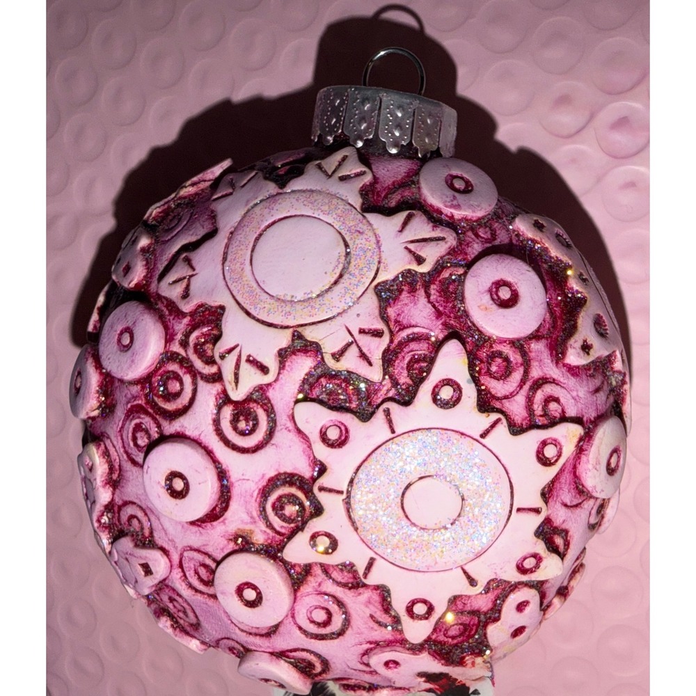 Celestial Sun Swirl Glitter Christmas Ornament Pink Excellent Bauble